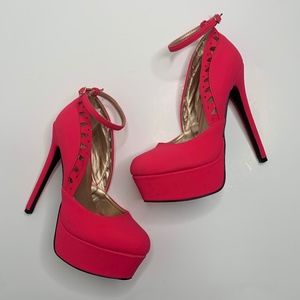 Charlotte Russe |Hot Pink Ankle Tie Platform heels